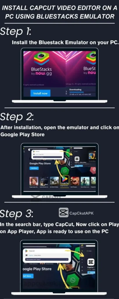 Download capcut using bluestack emulator